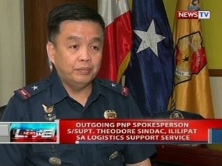 NTVL: Outgoing PNP Spokesperson S/Supt. Theodore Sindac, ililipat sa logistics support service