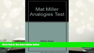 Audiobook  MAT, Miller analogies test William Bader  For Ipad