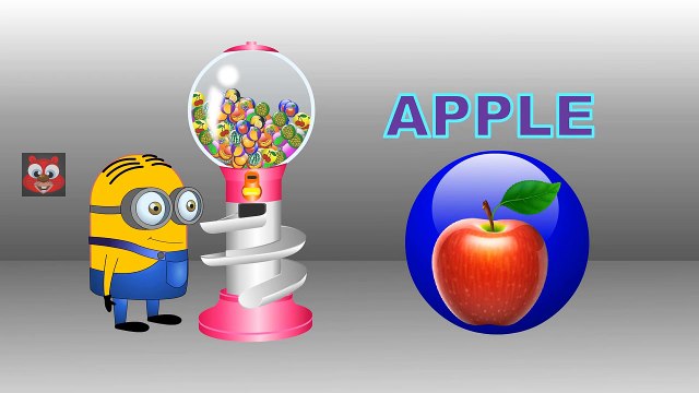 Gumball Machine Learn Fruits for Children with Fruit Names | Minions Banana Apple Orange Mango