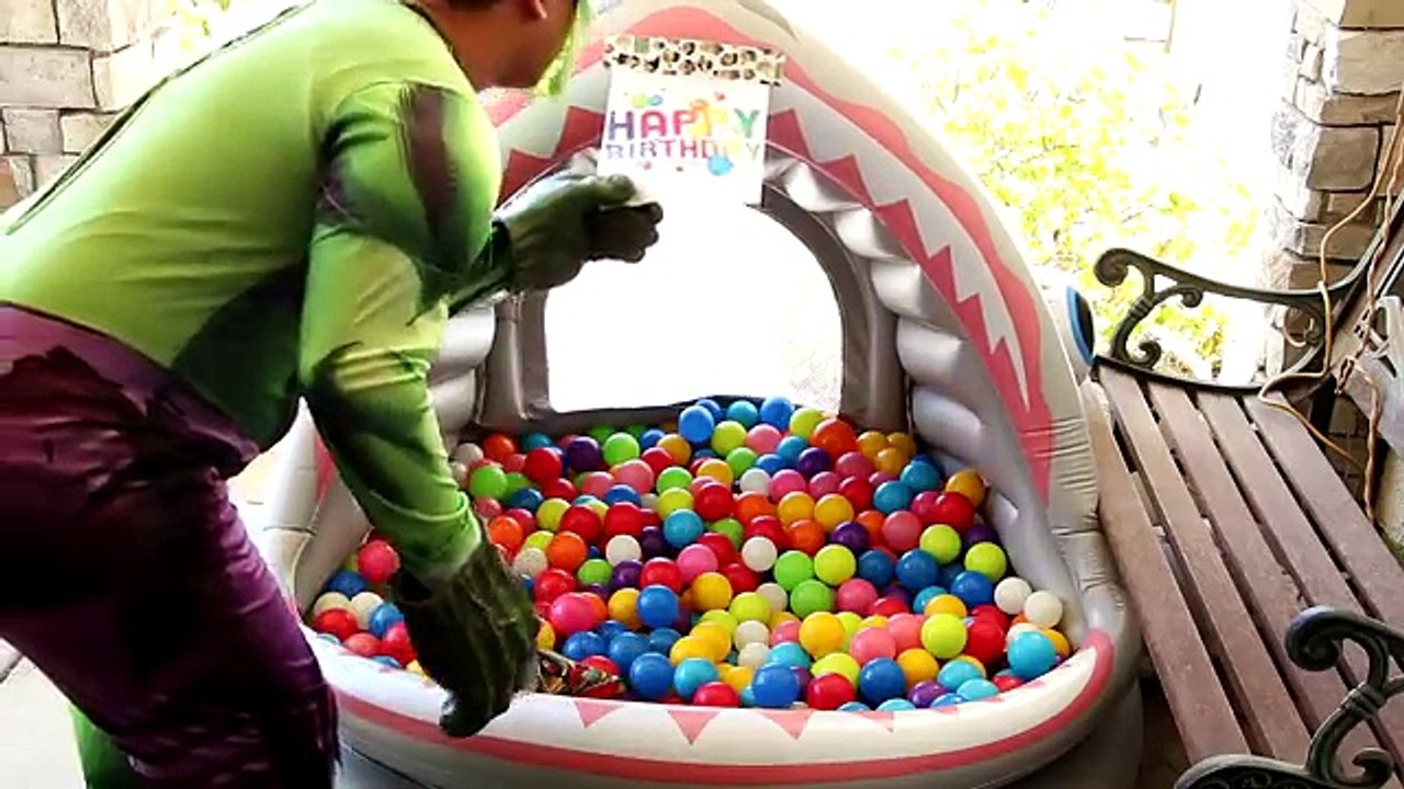 HULK v JOKER w/ Shark Ball Pit Surprise Toys & Slime - Fun Superhero Movie in Real Life