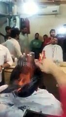 Barber's Style Of Hair Cut With Fire.. A Talent