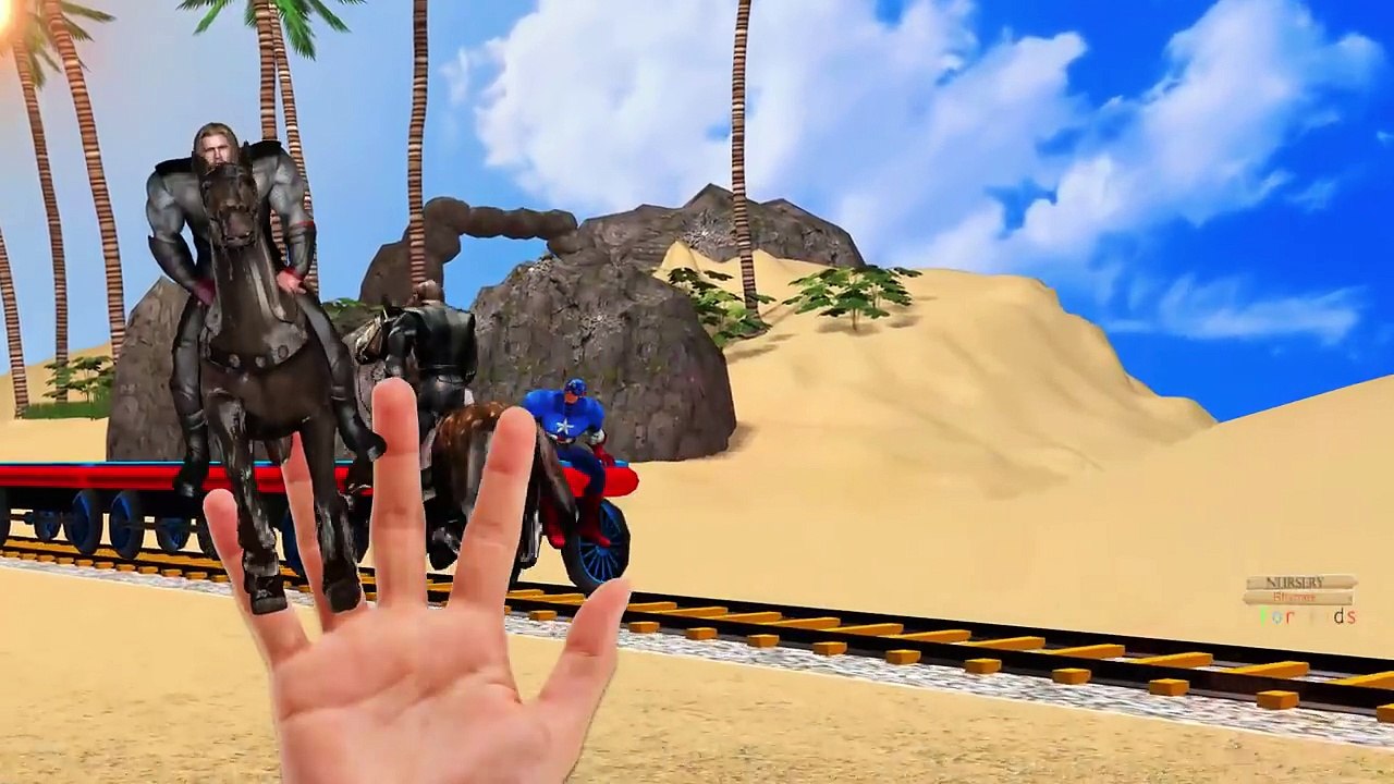 Superheroes Finger Family Nursery Rhymes | Hulk Spiderman Captain America Thor Riding Horse 3D