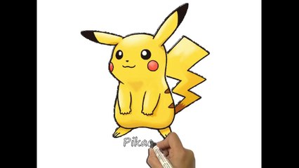 Easy drawing tutorial Pikachu, Squirtle , Caterpie Coloring Book pages - Kiddie Toys