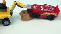 stop motion lightning mcqueen car accident ,digger excavator and construction machines help