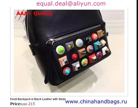 Fendi Backpack in Black Leather with Studs Replica