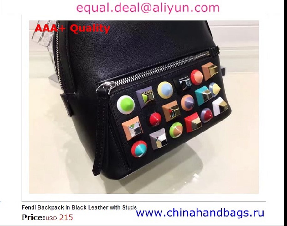 Fendi Backpack in Black Leather with Studs Replica