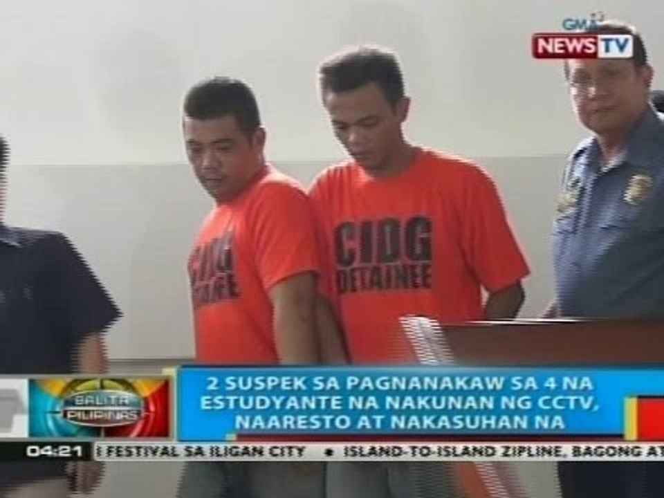 BP: 2 suspek sa pagnanakaw sa isang estudyante na nakunan ng CCTV, naaresto at nakasuhan na