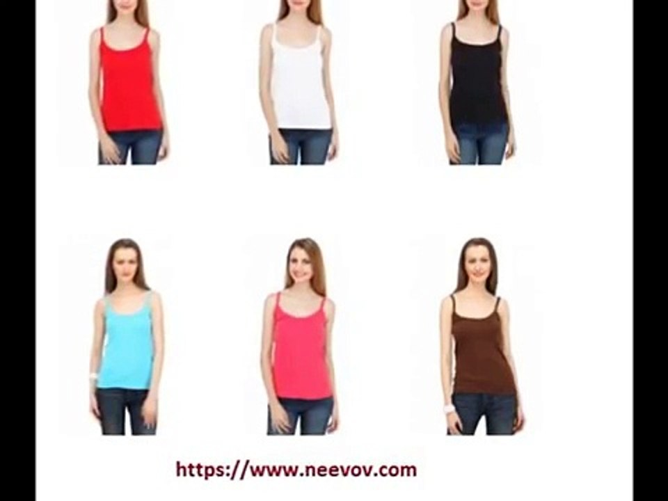 Womens Plain Black Colour Spaghetti Top Online Shopping