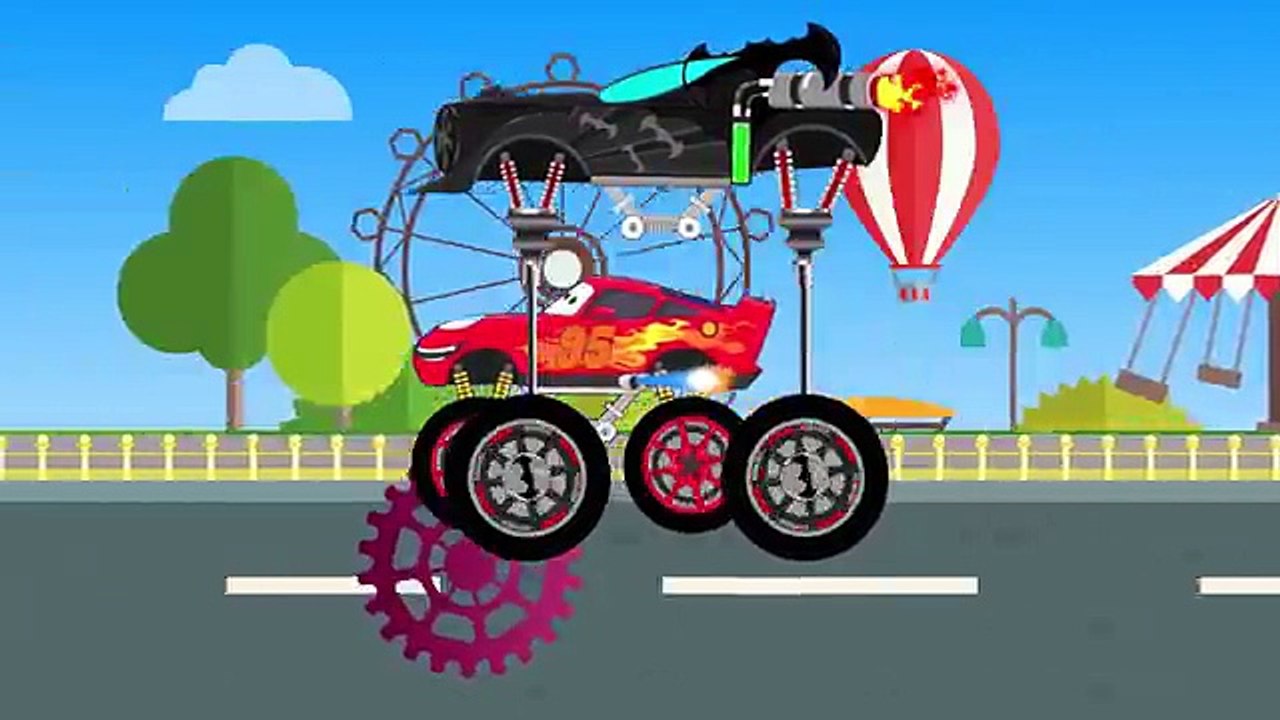 Spiderman vs Batman Race - Disney Cars Lightning McQueen - Cartoon for Children Video for Kids