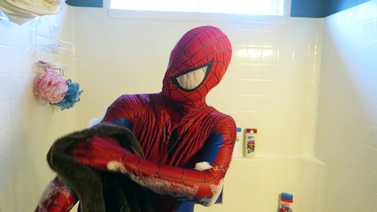 Spiderman vs Venom - Bath Time in Real Life | Superhero Movie!