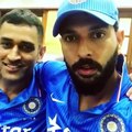 MS Dhoni and Yuvraj Singh after Dhoni's last match as captain in Dressing room _ Ind vs England