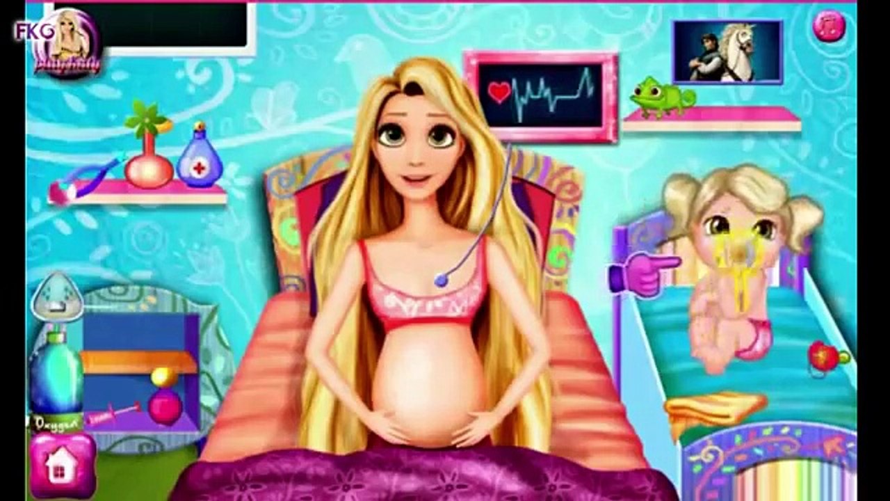 Pregnant Disney Princess Frozen Elsa & Anna, Rapunzel, Ariel, Jasmine Baby Birth Game Compilation