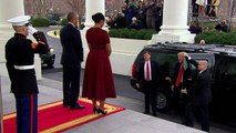 The Obamas greet the Trumps at the White House