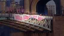 British protesters tell Trump from Tower Bridge: 