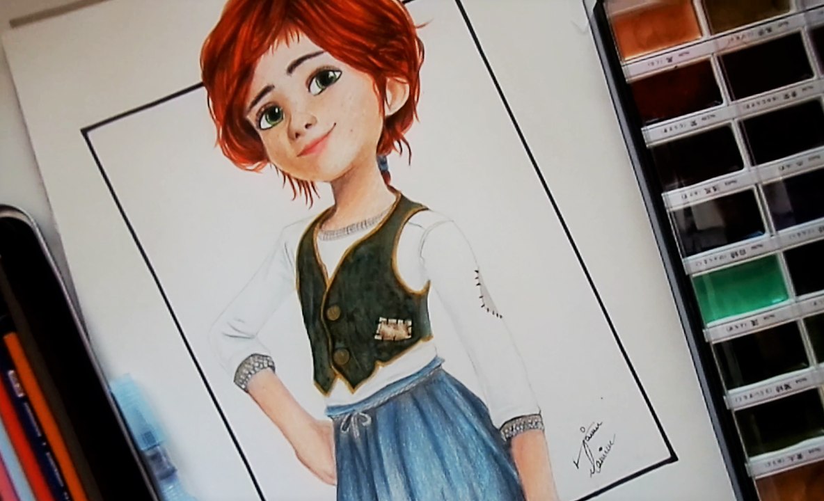 How to draw Felicie from Ballerina (Leap) movie(Elle fanning, Dane Dehaan)