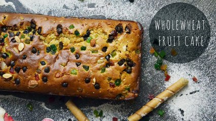 How to make Eggless cake - Wholewheat atta cake in oven - fruitcake