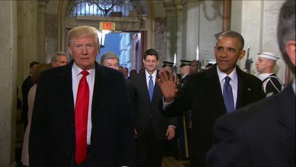 Obama, Trump arrive at Capitol