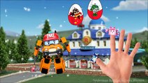 Robocar Poli Finger Family Song Surprise Eggs - Helly Amber Roy Poli Nursery Rhymes Cartoon for Kids