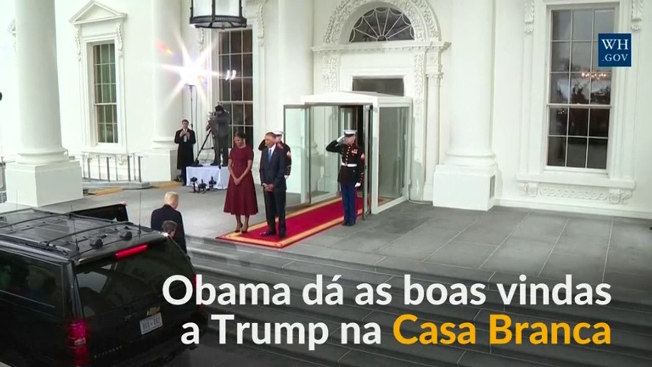 Trump é recebido na Casa Branca por Michelle e Barack Obama