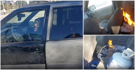 Carro sem aquecimento? Para este condutor isso não é problema... tudo se resolve!
