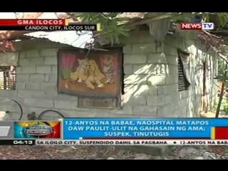 12-anyos na babae, naospital matapos daw paulit-ulit na gahasain ng ama