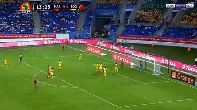 But de Aziz Bouhaddouz - Maroc 1-1 Togo - 20.01.2017