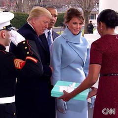 The Obamas greet the Trumps