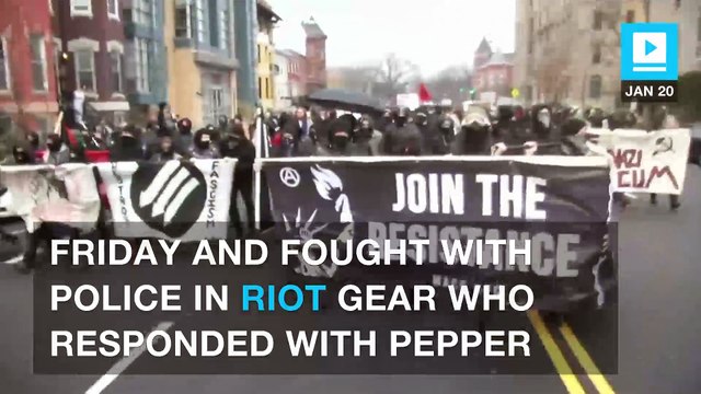 Anti-Trump protesters throw rocks, break windows in Washington