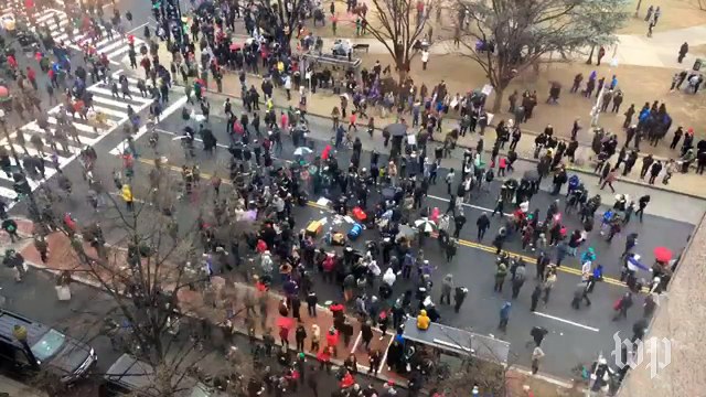 Time lapse: Protesters ignite fire on K Street in downtown Washington