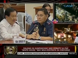 24 Oras: Dalawa sa kumpanyang nag-donate sa pnp "White House," may mga kontrata sa gobyerno