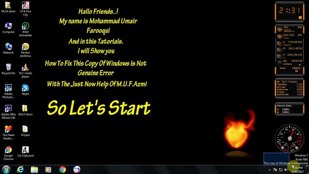 Fix This Copy Windows Is Not Genuine build 7601.With The Just Now Help Of M.U.F.Azmi