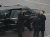 President Trump assists First Lady Melania Trump into limo