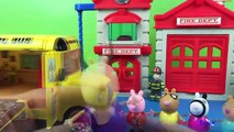 Peppa Pig Field Trip Part 3 Firetruck fire engine fireman truck toys for kids School bus toddlers