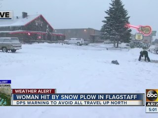 Woman in critical condition after being hit by snowplow Friday in Flagstaff