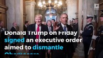 Trump signs first executive order telling agencies to ease ObamaCare burden