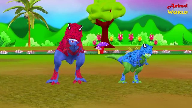 Dinosaur Spiderman Vs Skeleton Fights Finger Family Kids Songs | Superheroes Cartoons Children Songs