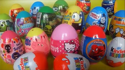 18 Surprise eggs Shrek Spongebob Hello Kitty Peppa Pig Kinder Surprise