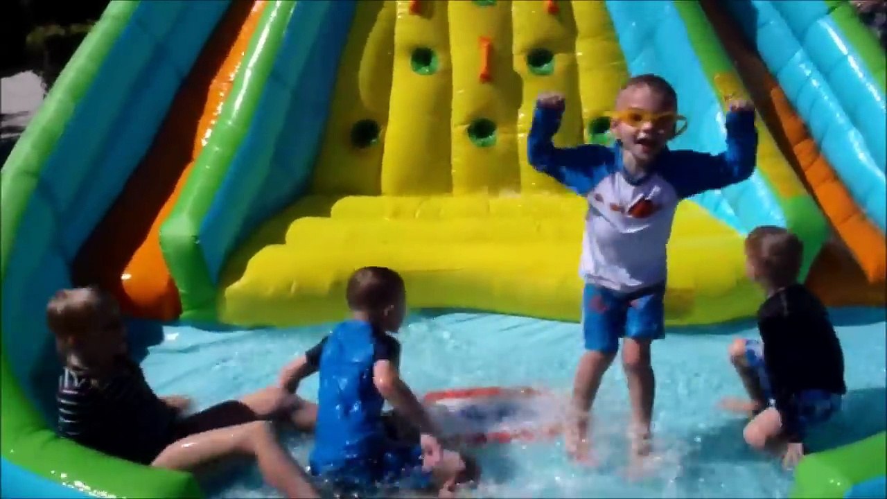 Little Tikes Rocky Mountain River Race Inflatable Water Slide Playtime Review-jgMPthMXdSA