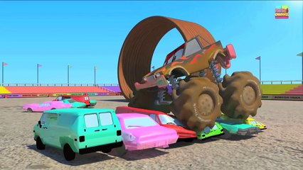 Monster Trucks _ Wheels on the bus go round and round _ Nursery rhymes-j5iiKU_pNEQ