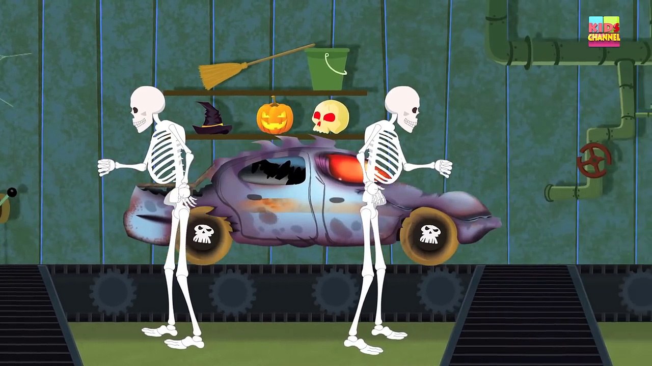 Scary Police Car _ Skeleton Car Garage _ Toy Factory for Kids & Toddlers-YfR2x86hvhc