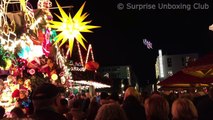 Real Santa Claus flying over Xmas Market in Germany