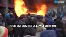 D.C. protesters set limo ablaze near inaugural parade