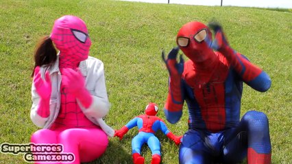 Pregnant Spiderman vs Pink Spidergirl Doctor - Frozen Elsa Funny Superheroes in Real Life