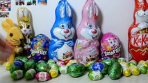 Giant Kinder Easter Bunny Surprise Egg opening with many easter eggs