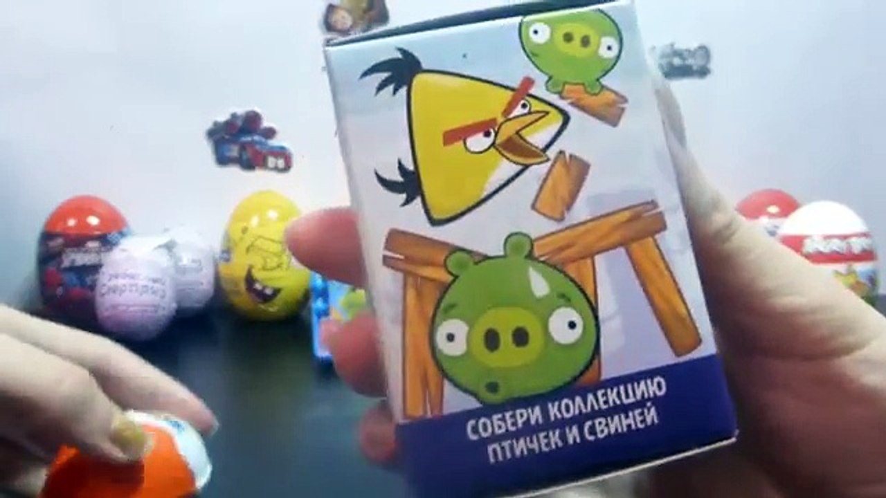 kinder surprise spiderman Angry Birds Surprise Eggs Shopkins Basket disney car 2