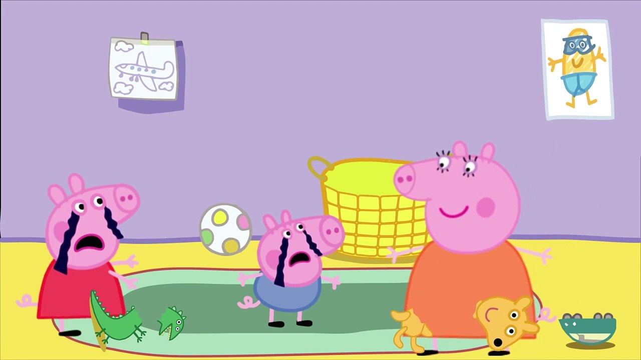 Peppa Pig Playing with baby George bears and dinosaur toy broken Funny Story by Nursery Rhymes