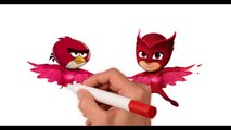 Герои в Масках Злые Птички Раскраски для Детей Angry Birds as PJ Masks Coloring Pages