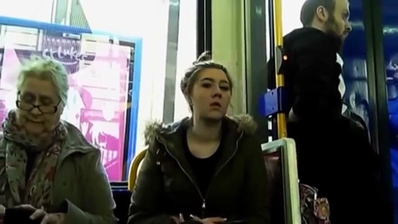 females checks out my bulge on public transport social exper