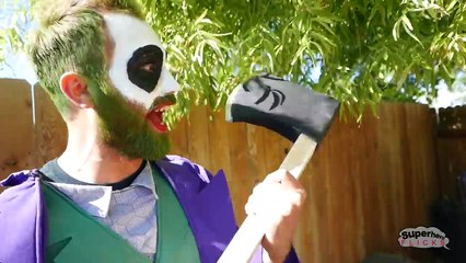 Bearded Joker and Little Joker Girl vs Groot - Guardians of the Galaxy | Real Life Superhero Movie!