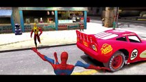 The Amazing Spider-Man & Yellow Spiderman Lightning McQueen Cars with Nursery Rhymes with Action